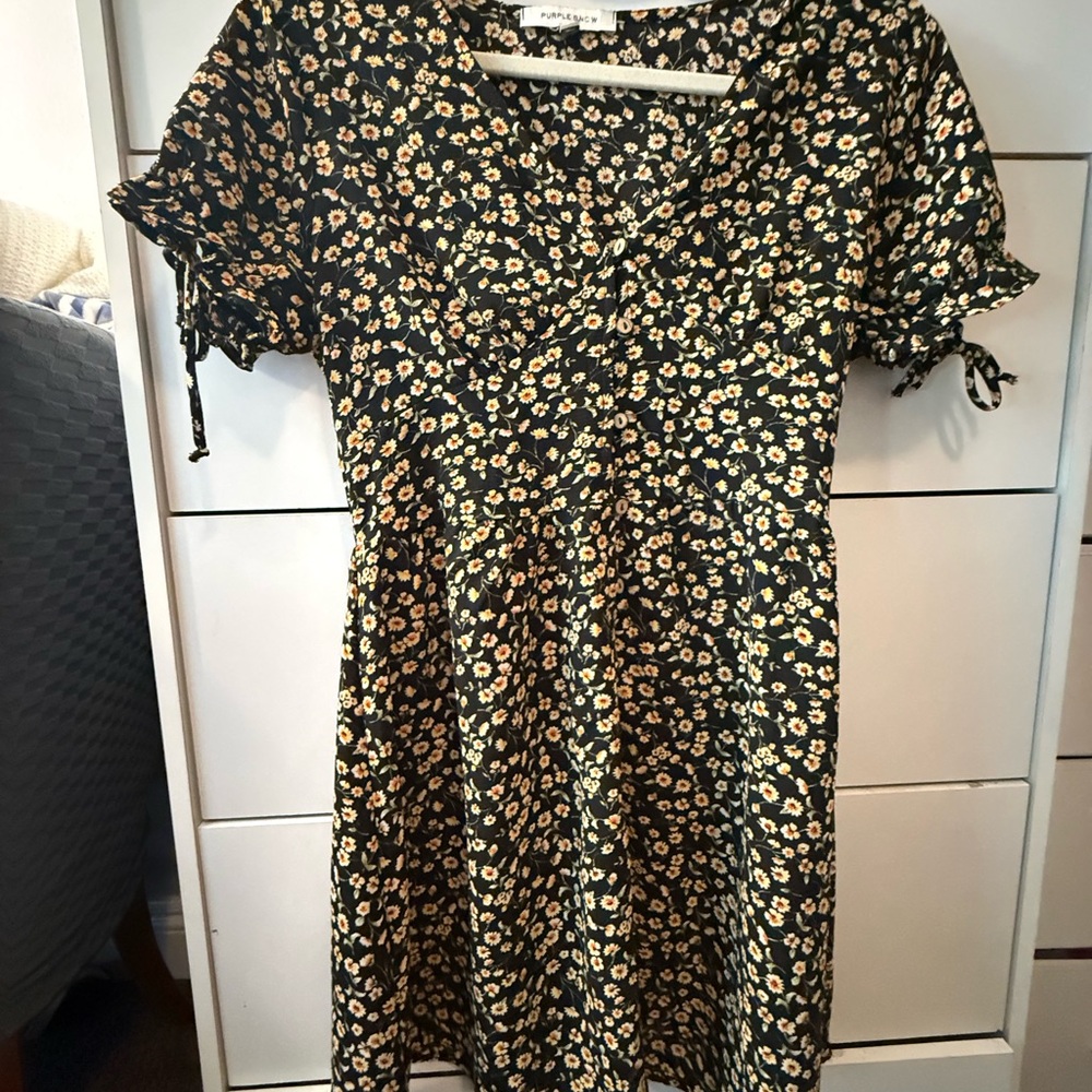 Floral Black and Yellow Dress